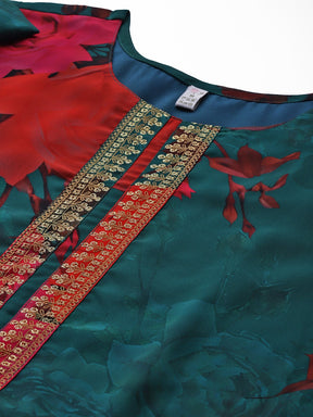 Floral Printed Kurta With Palazzos & Dupatta