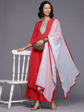 Ethnic Motifs Printed Gotta Patti Kurta With Palazzos & Dupatta