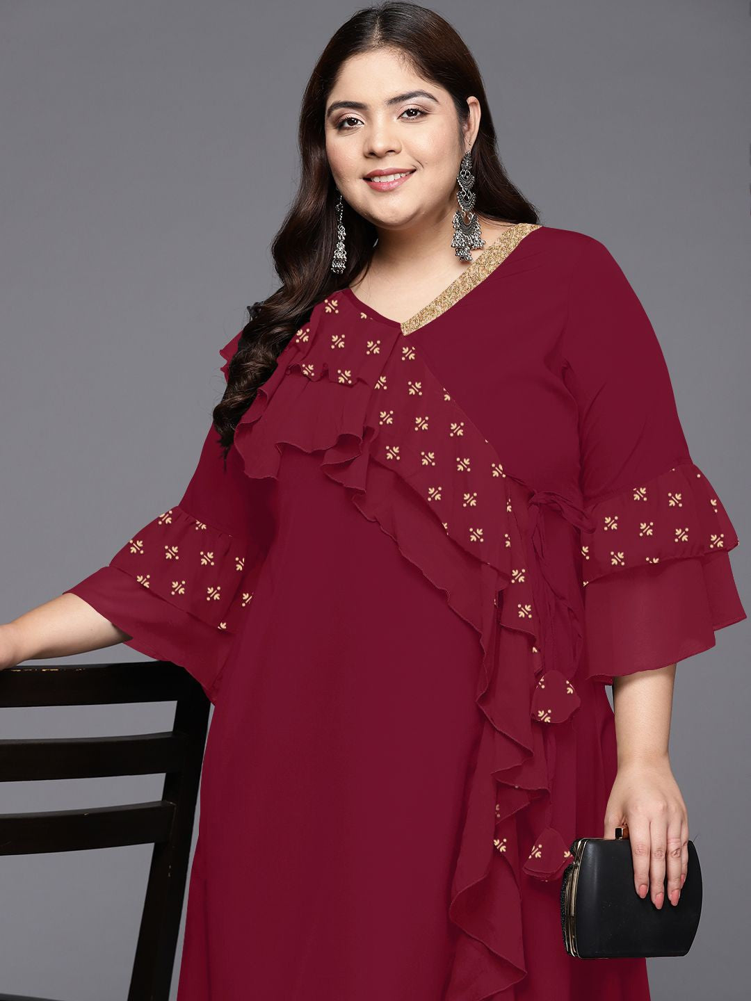 Women Printed Flared Sleeves A line Kurta