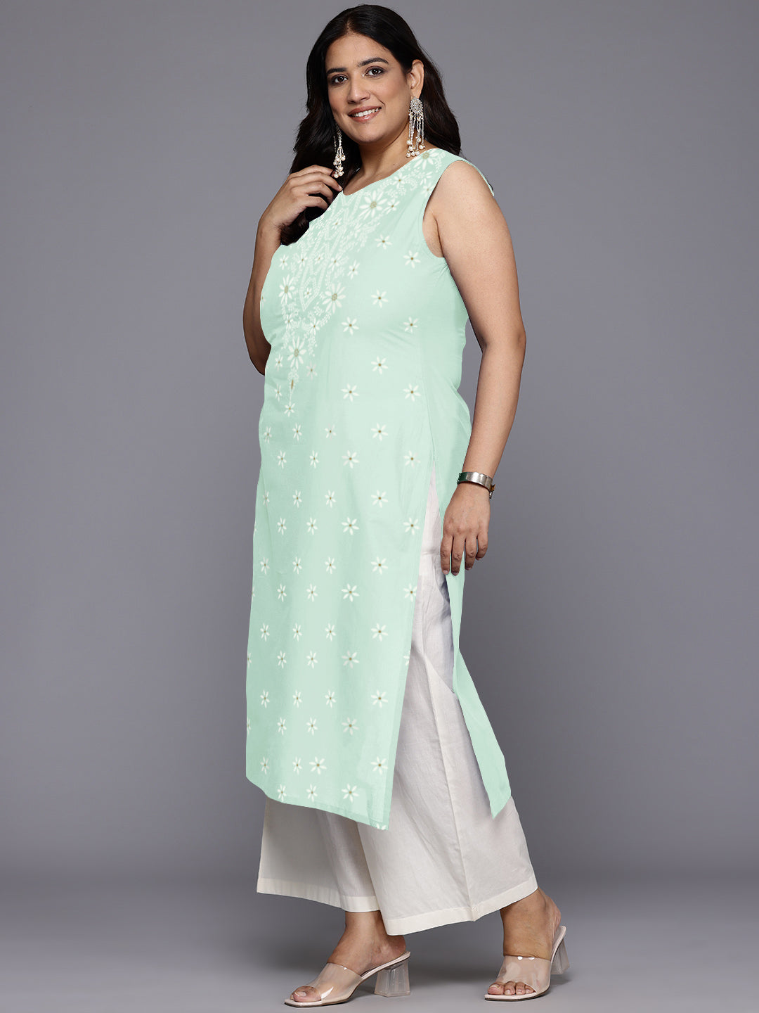 Women Geometric Printed Floral Georgette Kurta