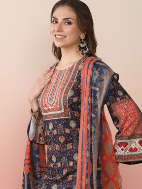 Women Ethnic Motifs Printed Regular Gotta Patti Kurta with Palazzos & With Dupatta