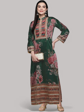 Ahalyaa Women Floral Printed Sequinned Floral Kurta