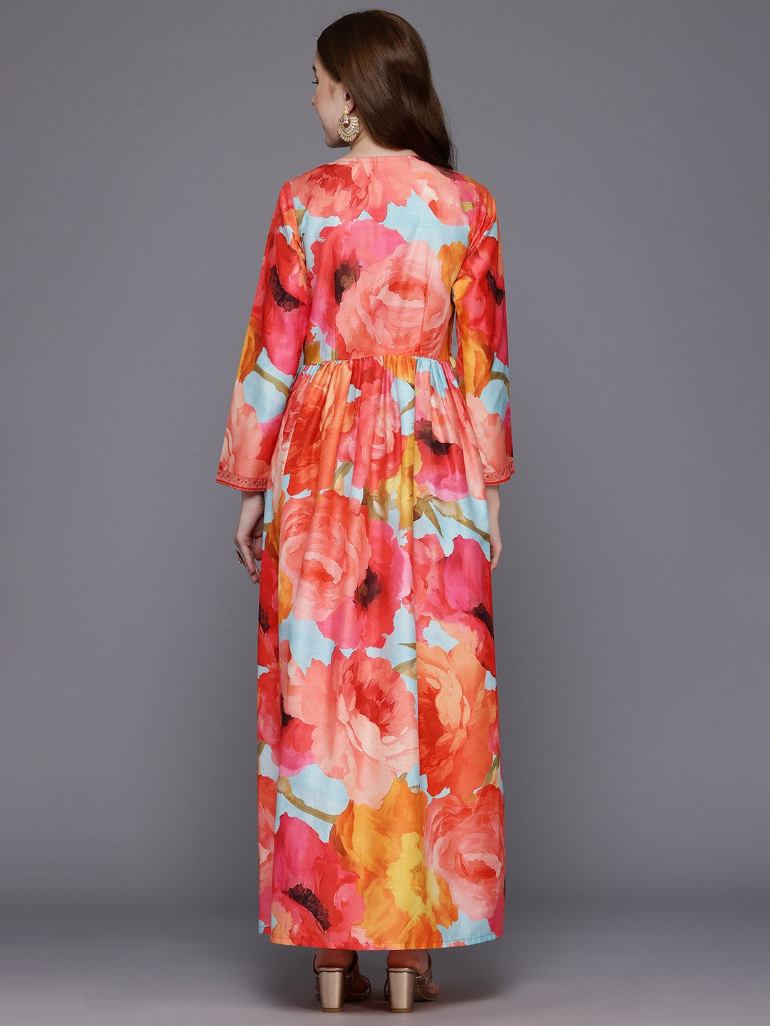 Floral Print Empire Maxi Ethnic Dress