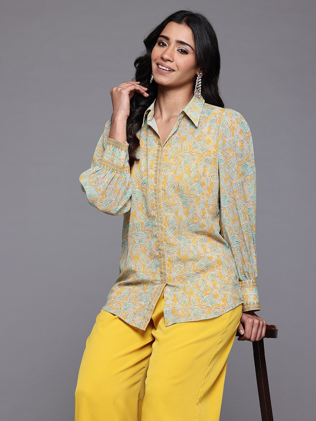 Ahalyaa Printed Shirt With Palazzos