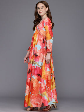 Floral Print Empire Maxi Ethnic Dress