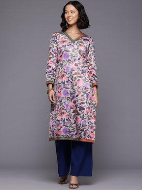 Floral Printed Velvet Kurta