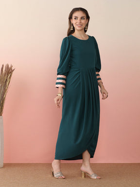 Puff Sleeves Maxi Ethnic Dress