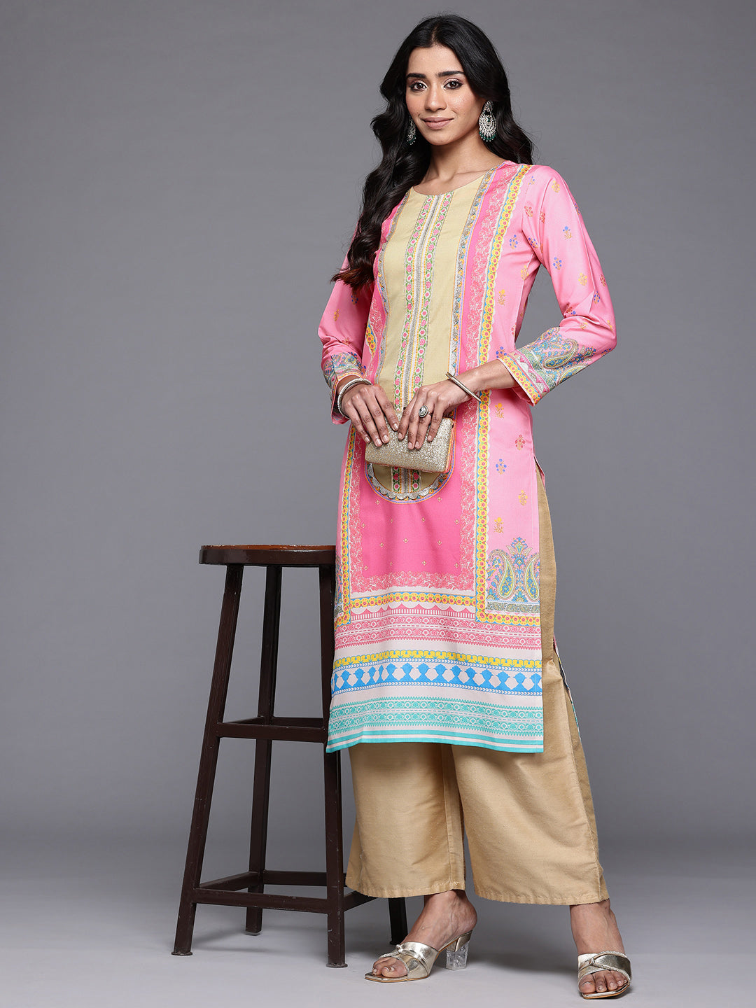 Ahalyaa Paisley Printed Gotta Patti Crepe Kurta