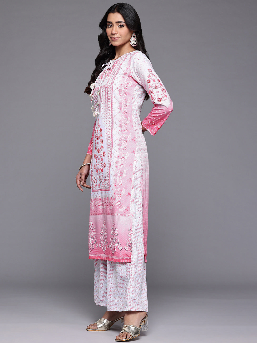 Ahalyaa Floral Printed Regular Gotta Patti Kurta with Palazzos