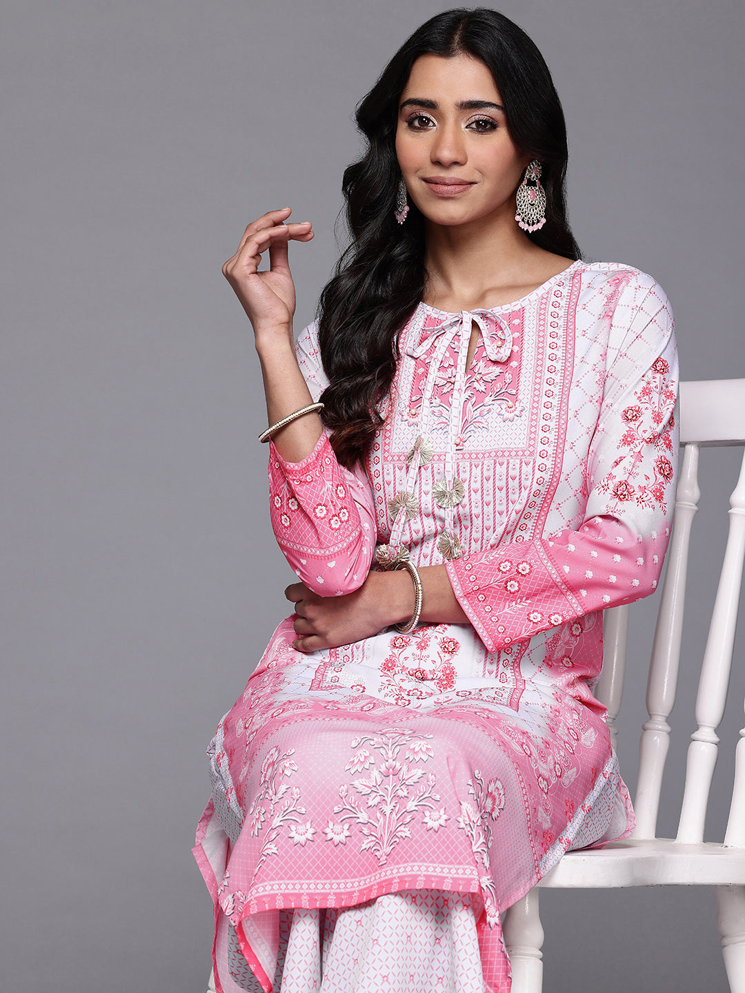 Ahalyaa Floral Printed Regular Gotta Patti Kurta with Palazzos