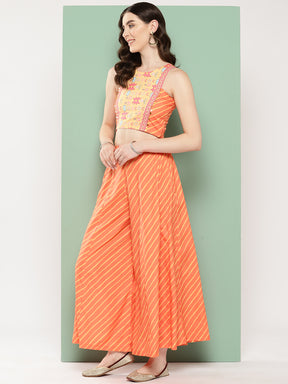 Orange Geometric Printed Ethnic Co-Ords