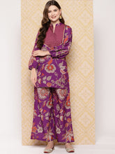 Purple Floral Printed Ethnic Tunic with Palazzos