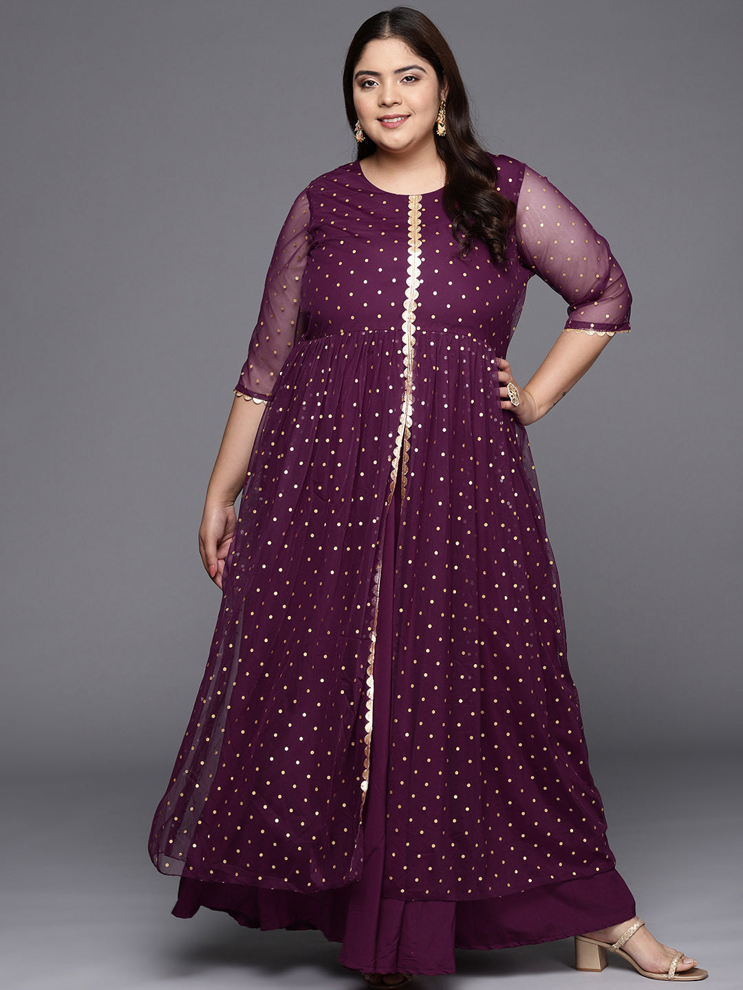 Ethnic Gowns | PURPLE GOWN WITH DUPATTA | Freeup
