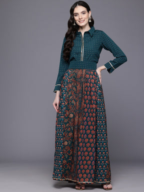 Printed Gotta Patti Tunic & Skirt