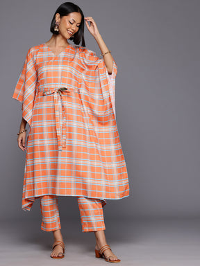 Women Checked Kaftan Kurta Set