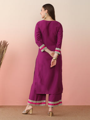 Round Neck Regular Sleeves Straight Kurta Set