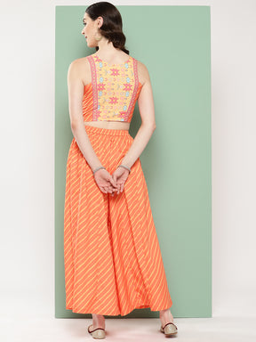 Orange Geometric Printed Ethnic Co-Ords