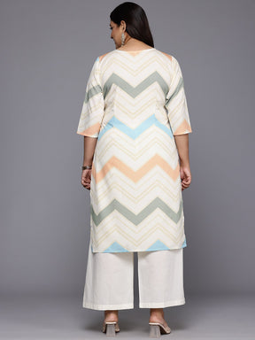 Plus Size Chevron Printed Crepe Kurta