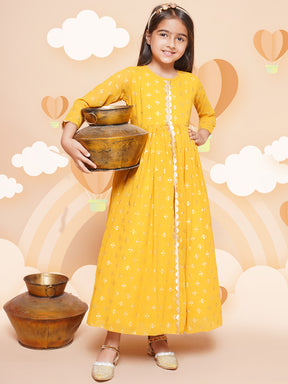 Girls Ethnic Motifs Printed Round neck Empire Ethnic Dress