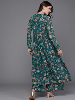 Women Floral Printed Angrakha Kurta with Palazzos