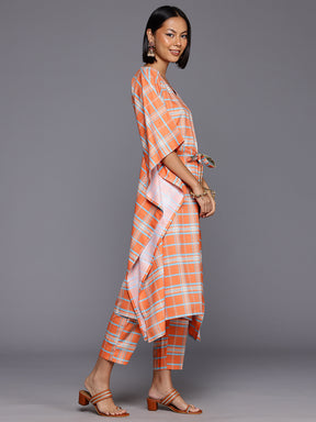 Women Checked Kaftan Kurta Set