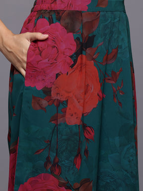 Floral Printed Kurta With Palazzos & Dupatta