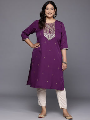 Plus Size Ethnic Motifs Printed Crepe Kurta