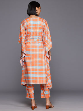 Women Checked Kaftan Kurta Set