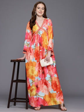 Floral Print Empire Maxi Ethnic Dress