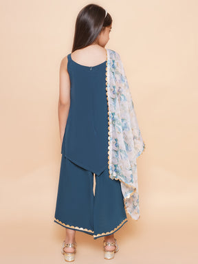 Girls Shoulder Straps Gotta Patti Kurta with Palazzos & Dupatta