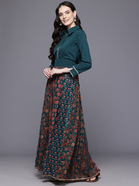 Printed Gotta Patti Tunic & Skirt