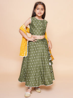 Girls Printed Ready to Wear Lehenga & Blouse With Dupatta