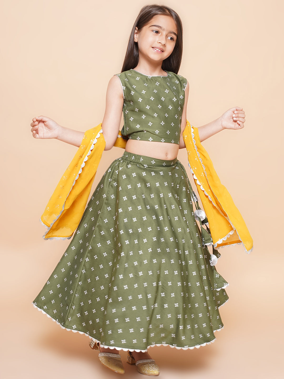 Girls Printed Ready to Wear Lehenga & Blouse With Dupatta