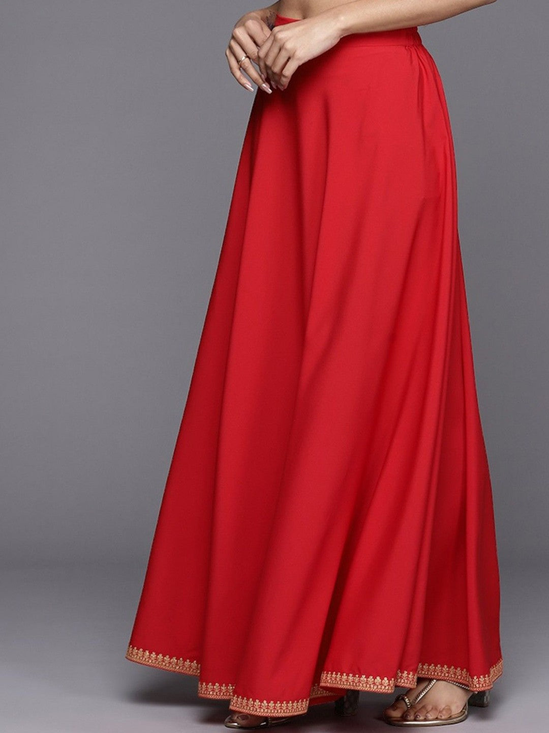 Women's Solid Flared Maxi Skirt