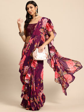 Floral Gotta Patti Ready to Wear Saree