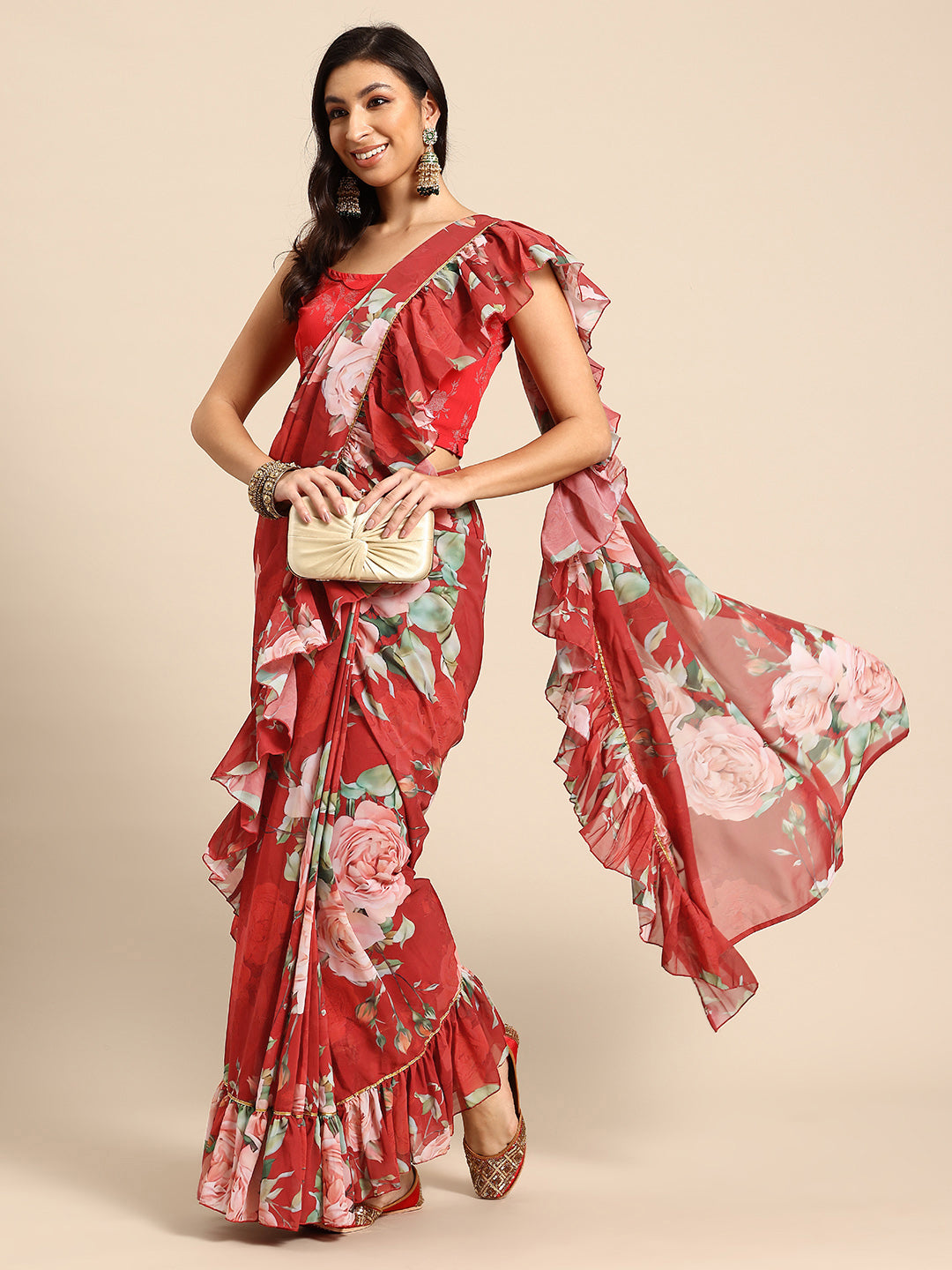 Floral Gotta Patti Ready to Wear Saree