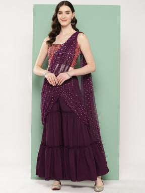 Ahalyaa Printed Ethnic Co-Ords with Draped Dupatta