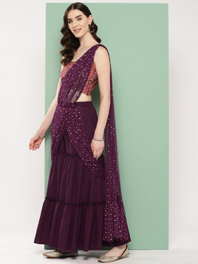 Ahalyaa Printed Ethnic Co-Ords with Draped Dupatta