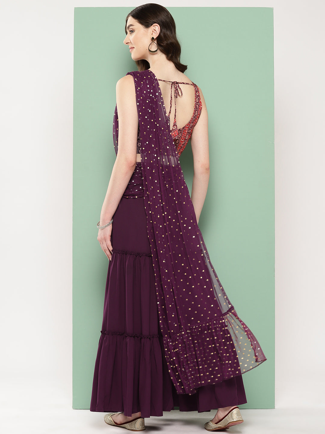 Ahalyaa Printed Ethnic Co-Ords with Draped Dupatta