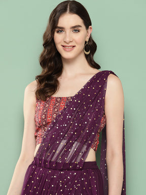 Ahalyaa Printed Ethnic Co-Ords with Draped Dupatta