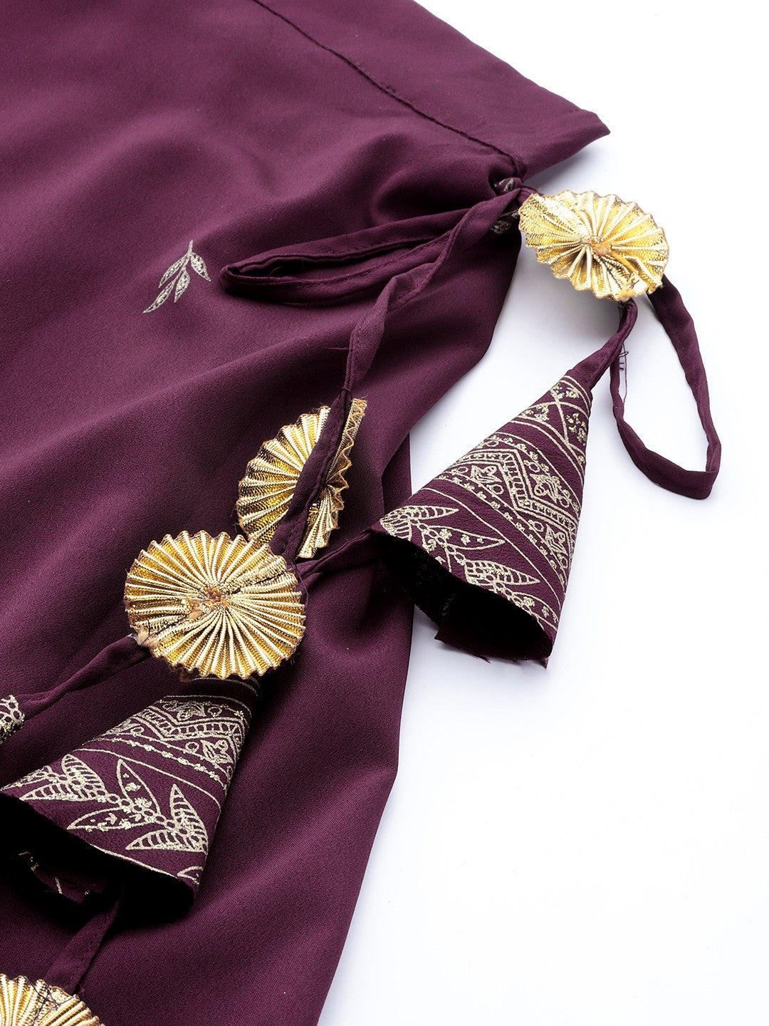 Purple & Gold-Toned Printed Sequined Ready to Wear Lehenga & Blouse With Dupatta