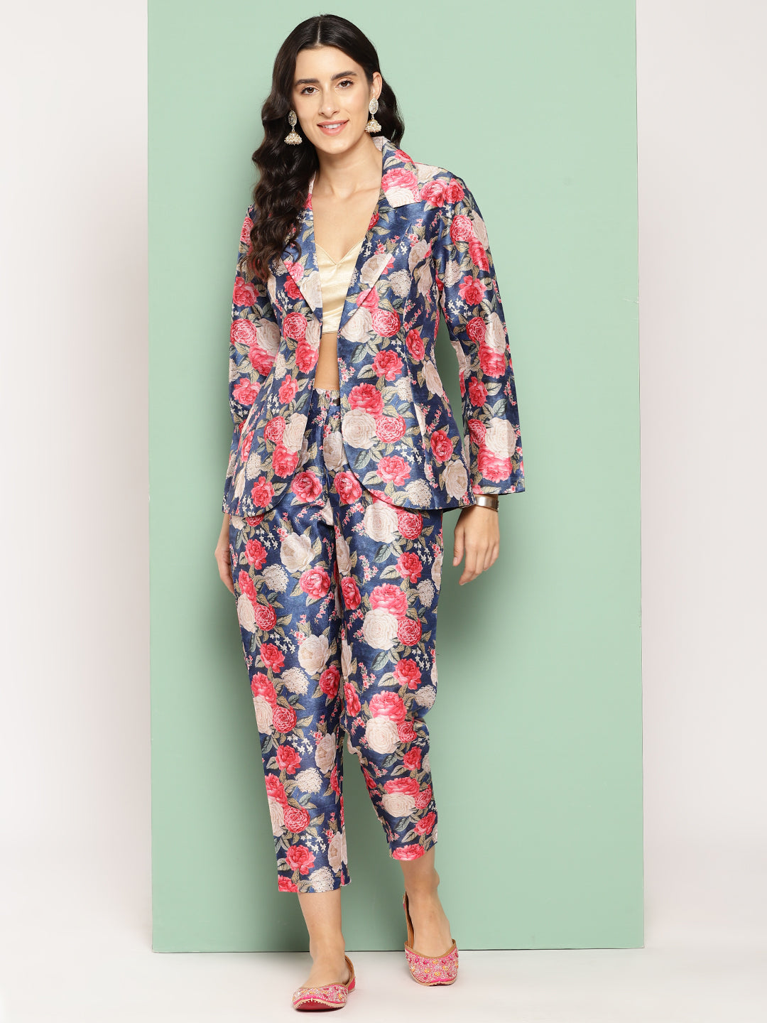 Ahalyaa Women Printed Coat with Trousers