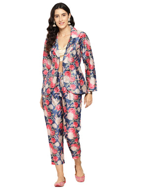 Ahalyaa Women Printed Coat with Trousers