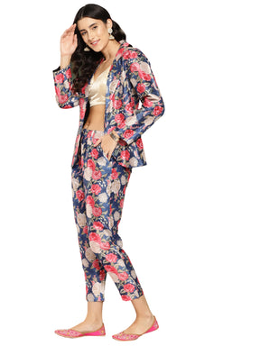 Ahalyaa Women Printed Coat with Trousers