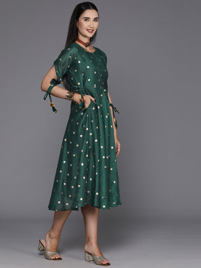 Ahalyaa Polka Dot Print A-Line Midi Dress