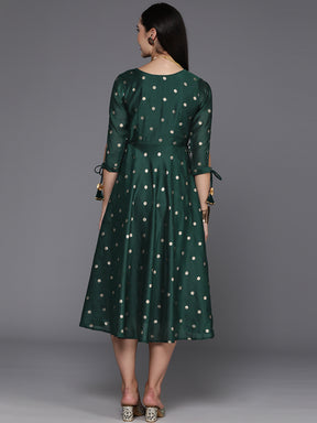 Ahalyaa Polka Dot Print A-Line Midi Dress