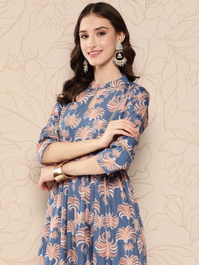 Ahalyaa Floral Printed Gathered Crepe Empire Ethnic Dress