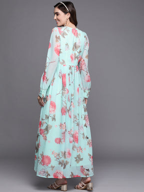 Ahalyaa Women Floral Printed Maxi Ethnic Dress