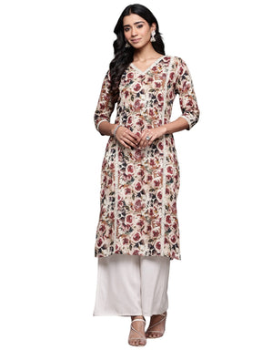 Ahalyaa Floral Printed Pure Cotton Kurta