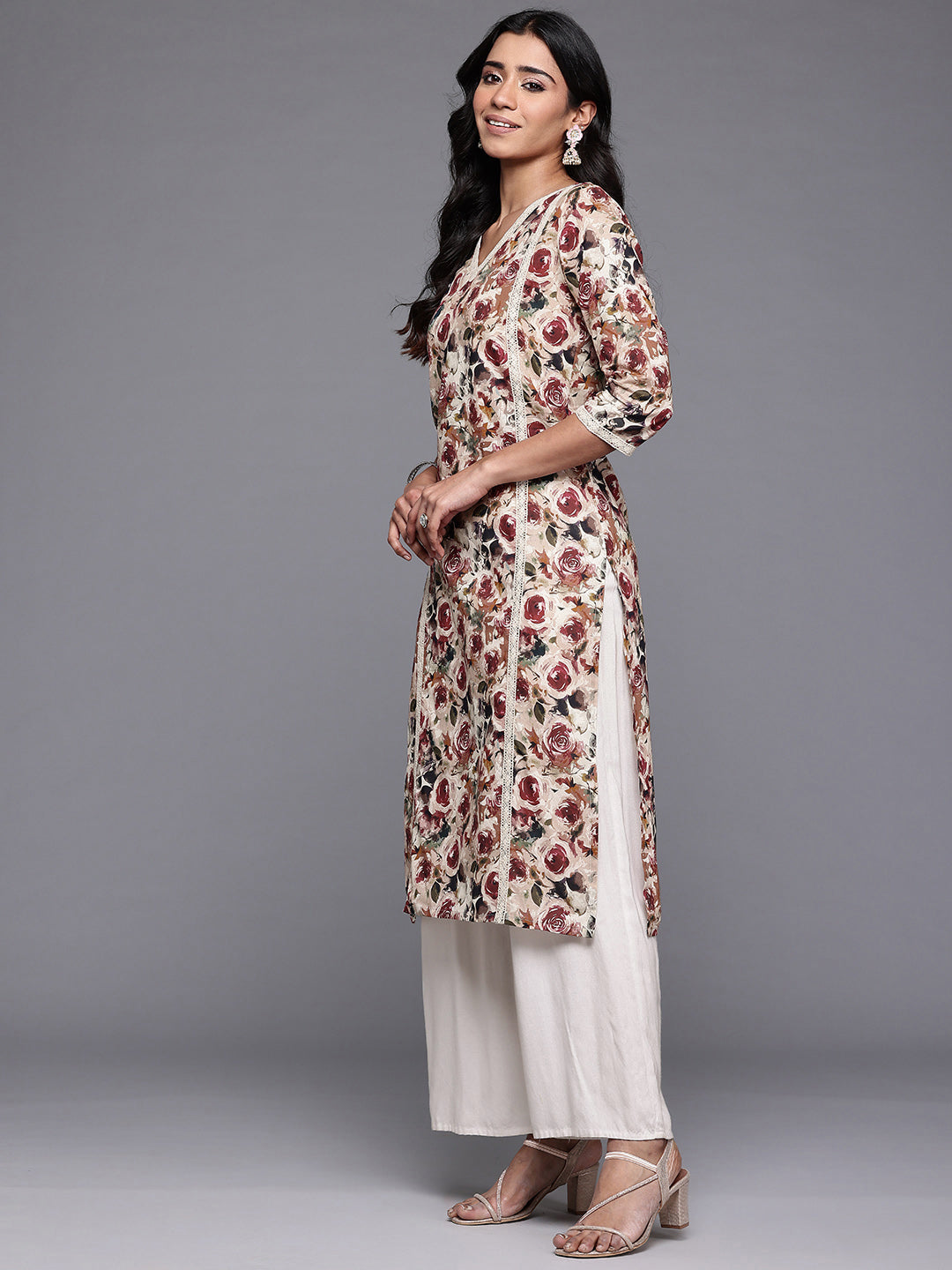 Ahalyaa Floral Printed Pure Cotton Kurta